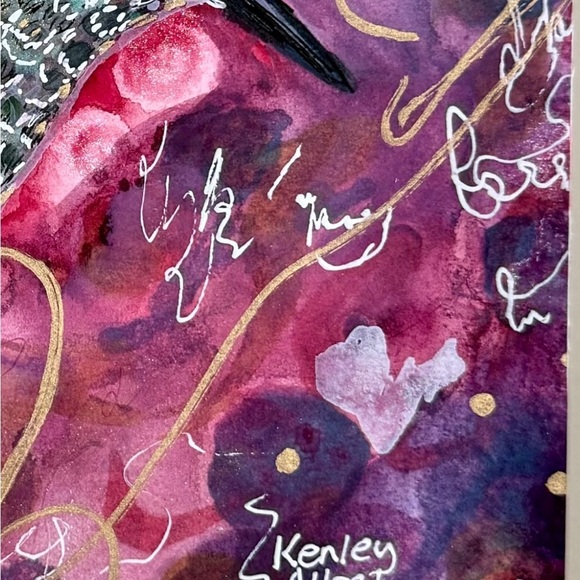 Original Art Humming Bird Watercolor / Mixed Media Painting Size 6”x8” Artwork - Picture 2 of 3